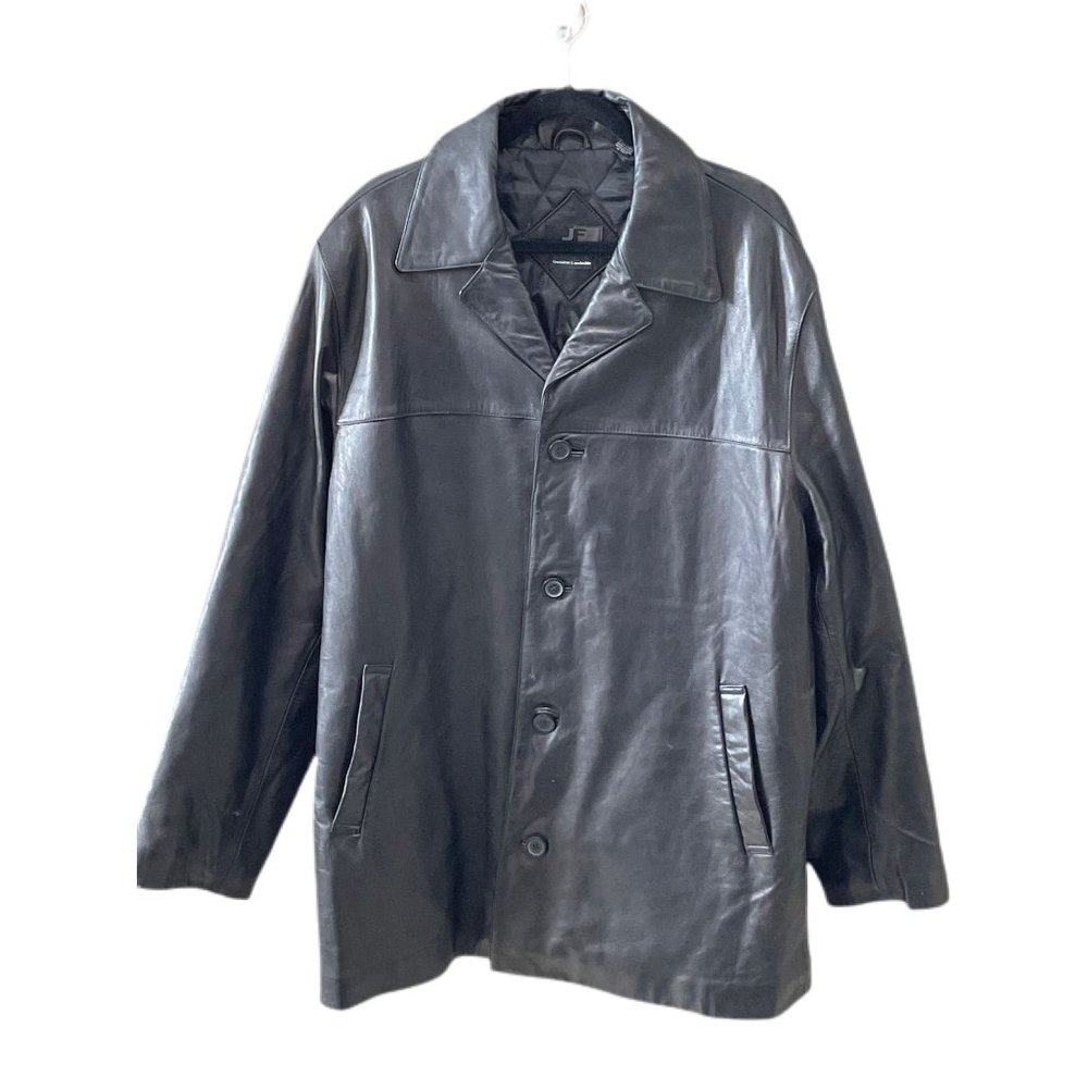 J. Ferrar Black Genuine Lambskin Jacket Mens X-Large XL Quilted Lining